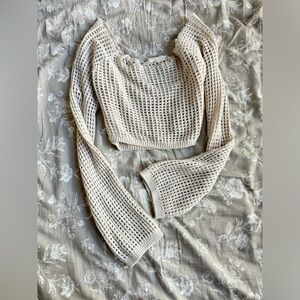 LA HEARTS off-the-shoulder distressed cover-up knit cardigan